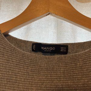 MANGO BASICS grey ribbed 3/4 sleeve shirt, Size 6-8